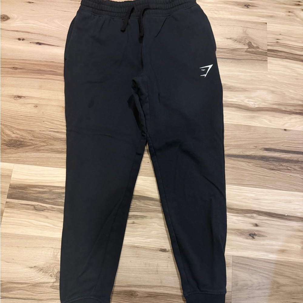 Gymshark Black Joggers with White Logo - Picture 3 of 5